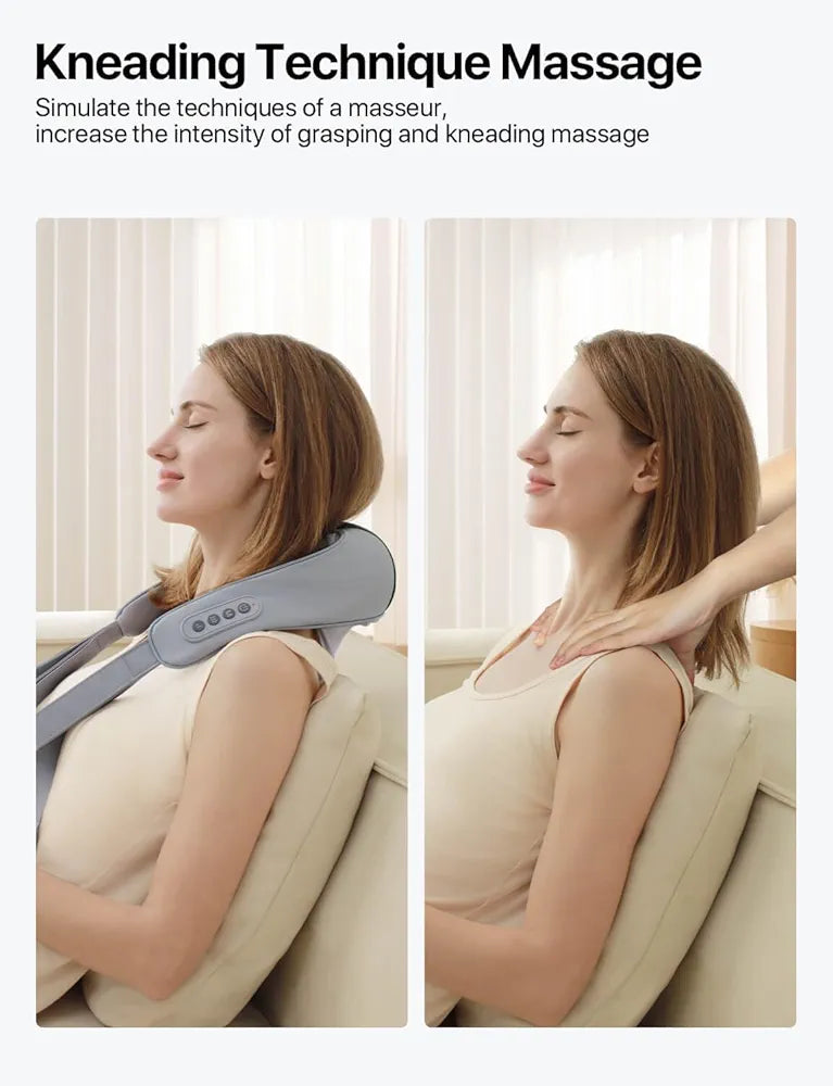 Neck Massager with Heat – Wireless 4D Shiatsu Deep Tissue Massager