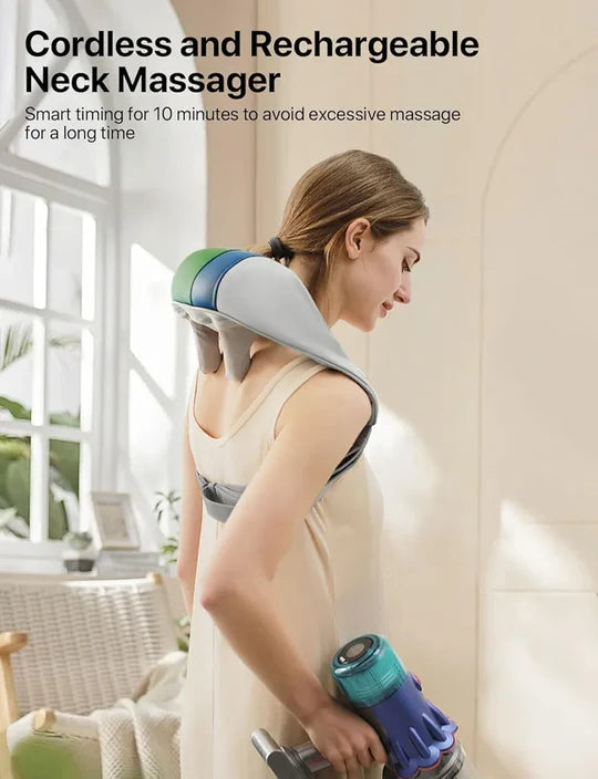 Neck Massager with Heat – Wireless 4D Shiatsu Deep Tissue Massager