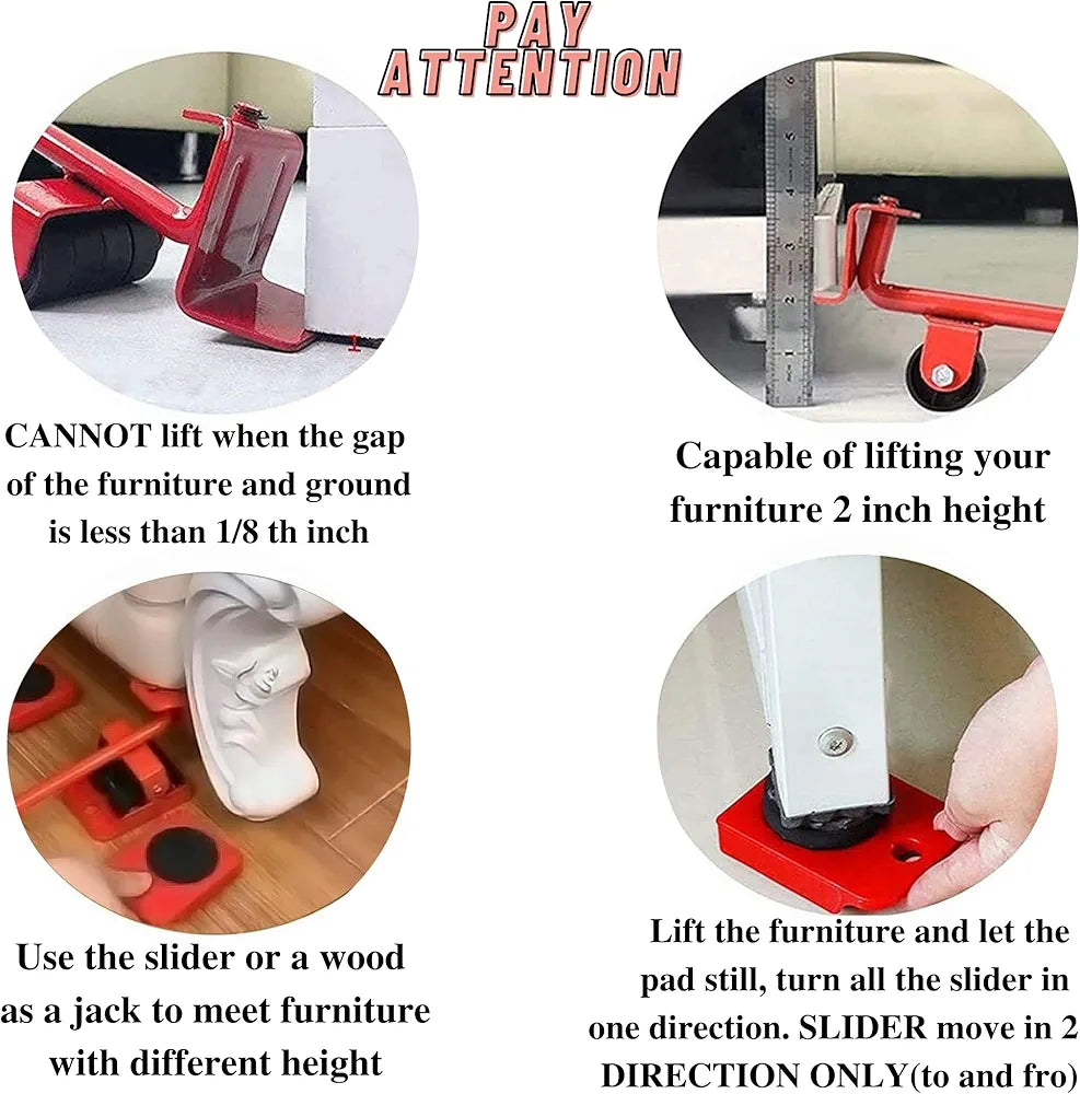 Set Of 5 Heavy Duty Furniture Lifter Transport Tool Set