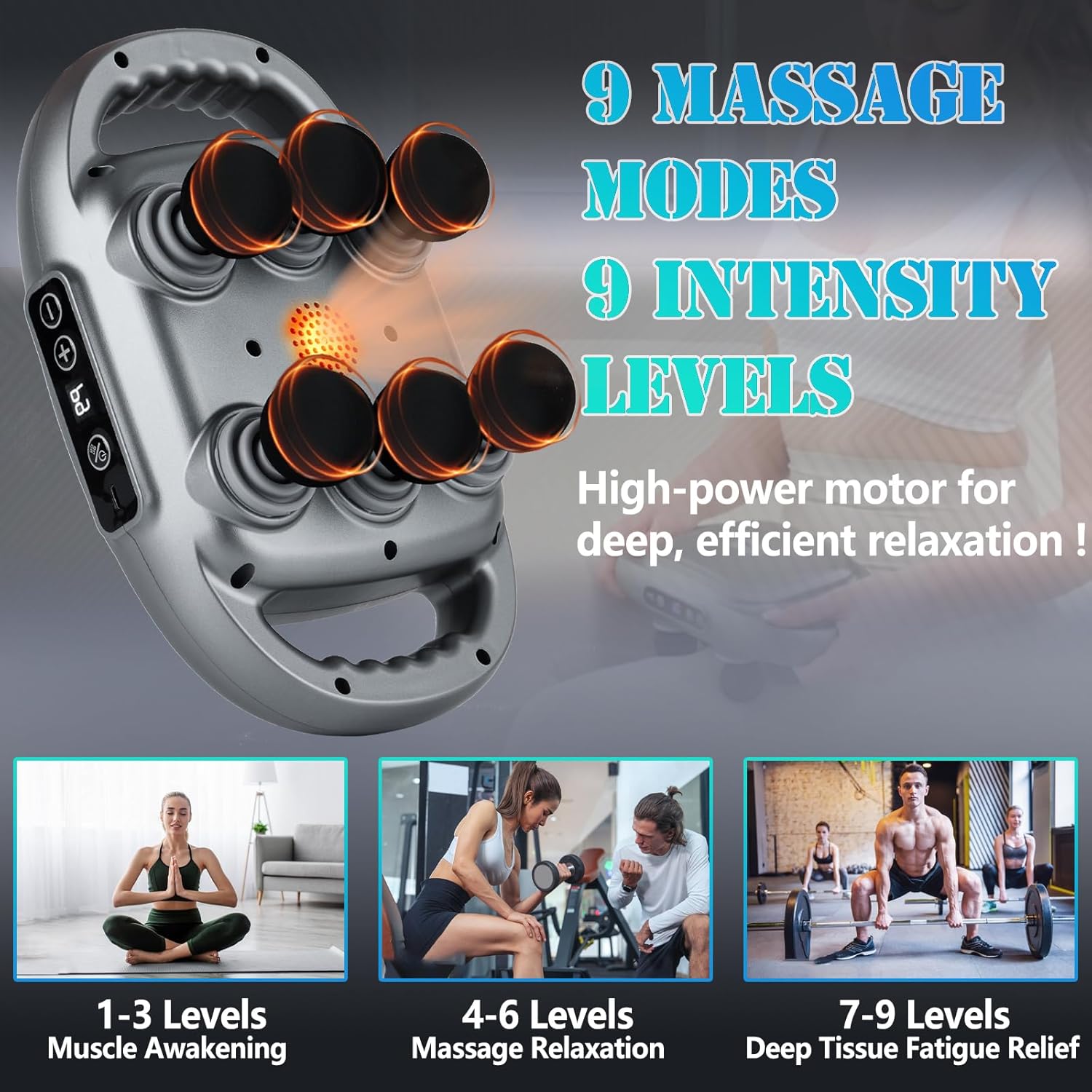 6-Head Fascia Muscle Massager Gun – Deep Tissue Relief for Back, Waist, and Legs