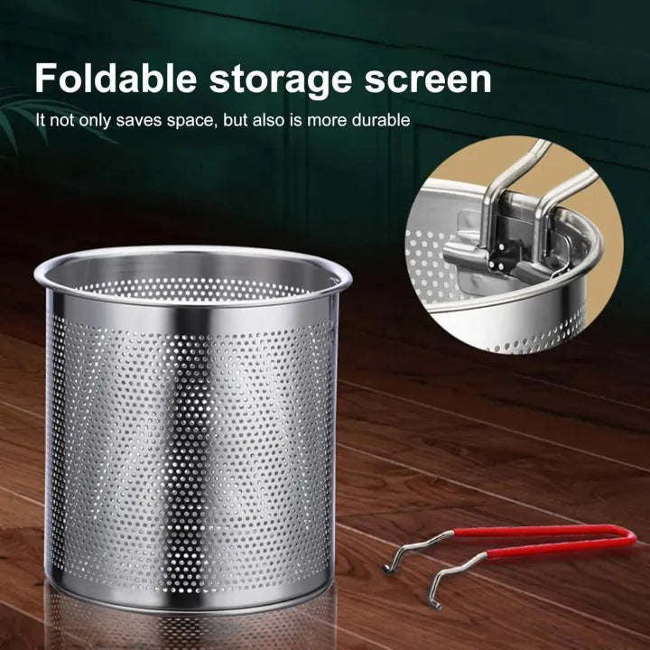 Deep Fryer Pot with Basket 304 Stainless Steel Mini Deep Oil Fryer, 1400ML Fryer Pot