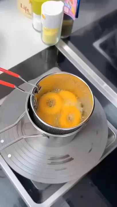 Deep Fryer Pot with Basket 304 Stainless Steel Mini Deep Oil Fryer, 1400ML Fryer Pot